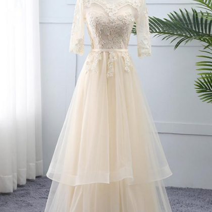 Prom Dresses,tulle Lace Short Sleeves Wedding..