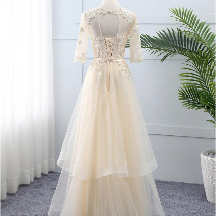 Prom Dresses,tulle Lace Short Sleeves Wedding..
