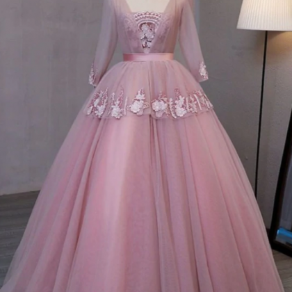 Prom Dresses,v-neckline Ball Gown Lace Applique..