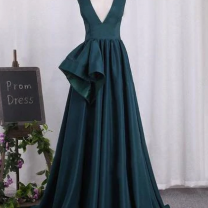 Prom Dresses,a-line Sleeveless V-neck Satin Long..