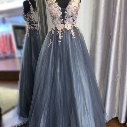 Prom Dresses,long Prom Dress With Lace Appliques,..