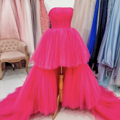 Prom Dresses,tulle High Low Prom Dress Evening..