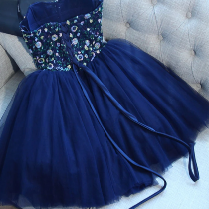 Tulle Sequins Short A Line Prom Dress, Charming..