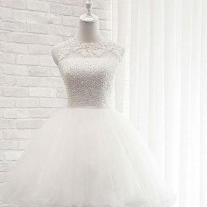 White Beaded Tulle Homecoming Dress , Lovely..