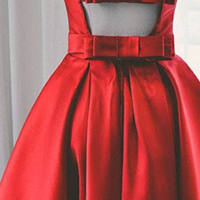 Satin Short Party Dress With Bow, Homecoming Dress