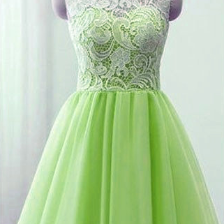 Lace And Tulle Homecoming Dresses, Pretty Knee..