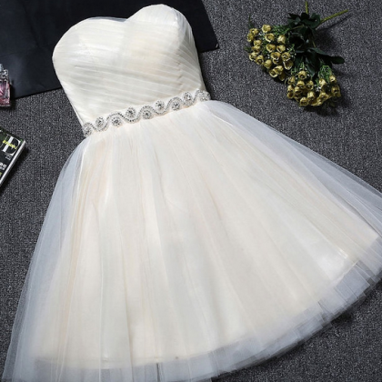 Lovely Tulle Lace-up Graduation Dresses, Short..