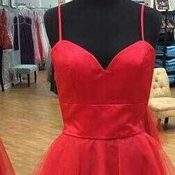 Red Short Homecoming Dresses, Red Simple Prom..