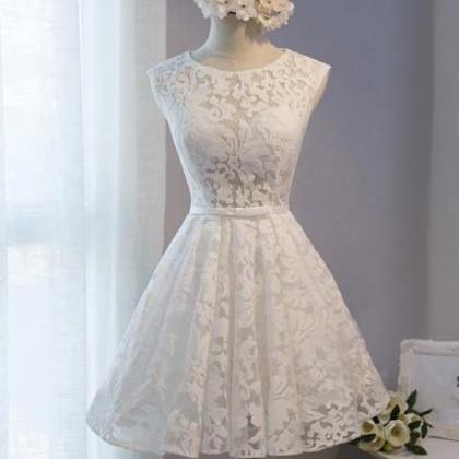 White Lace Simple Party Dress, Graduation Dresses,..