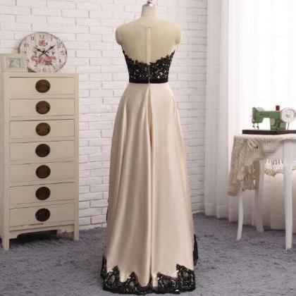High Low Champagne Party Dress With Lace,..