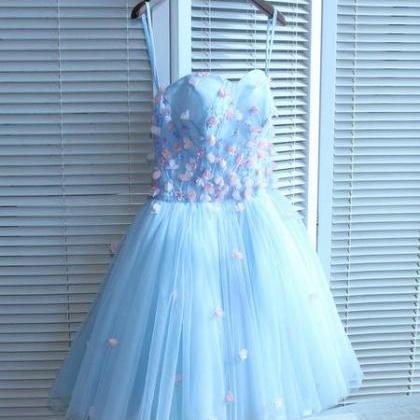 Light Blue Sweetheart Short Party Dress, Blue..