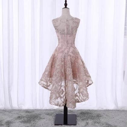 Lovely Pearl Pink High Low Homecoming Dress , Cute..