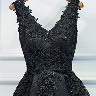Black Homecoming Dresses With Appliques ,v Neck..
