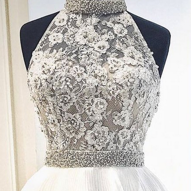 White Cute Lace Short Prom Dress, White Homecoming..