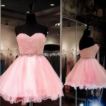 Beading Pink Homecoming Dress,short Prom/evening..