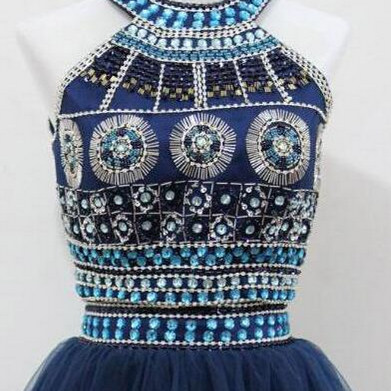 Crystal Beaded Two Piece Homecoming Dresses..