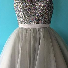 Tulle Beaded Prom Dress,sexy Prom Dress,short Prom..