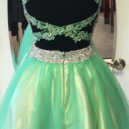 Sexy Tulle Prom Dress,two Piece Prom Gown,prom..
