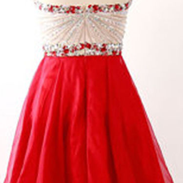 Sexy Red Prom Dress,tulle Beaded Prom Gown,short..