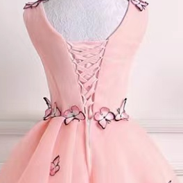 Pink Homecoming Dress,v-neck Party Dress,cute..