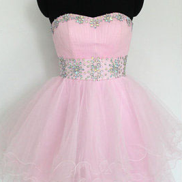 Pink Short Prom Dress, Sweet Heart Prom Dress,..
