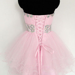 Pink Short Prom Dress, Sweet Heart Prom Dress,..