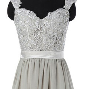 Gray Bridesmaid Dress, Lace Bridesmaid Dresses,..