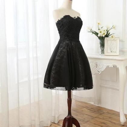 Black Sweetheart Lace And Beaded Homecoming Dress,..