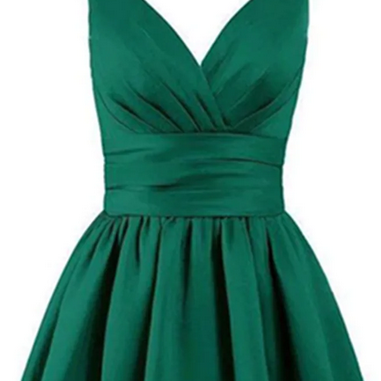 Short Green Satin Prom Dresses, Short Green Satin..