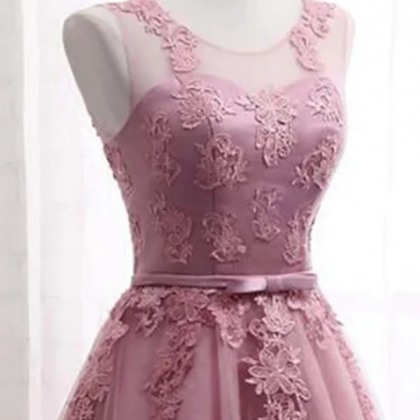 Short Pink Lace Prom Dresses, Short Pink Lace..
