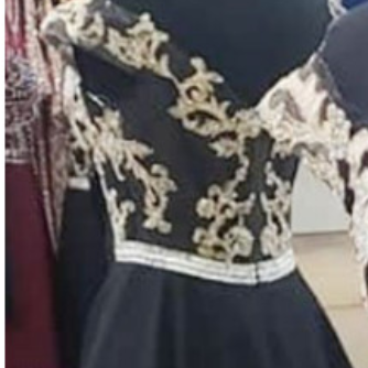 Black Chiffon Lace Short Prom Dress, Black..