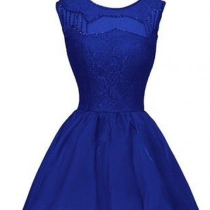 Charming Prom Dress,lace Prom Dress,royal Blue..