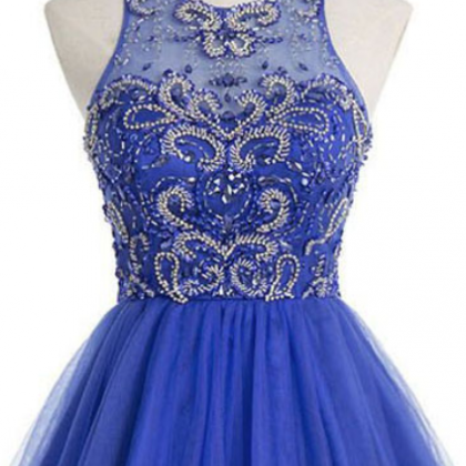 Princess Illusion Neck Tulle Homecoming Dress With..