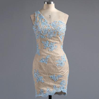 Asymmetric Lace Homecoming Dress, Different Sheath..