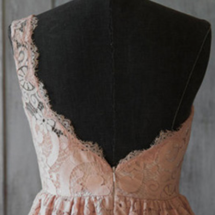 Elegant One Shoulder Lace Bridesmaid Dresses,..