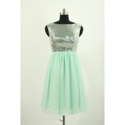 Cocktail Dresses,mint Short Sequin And Chiffon..
