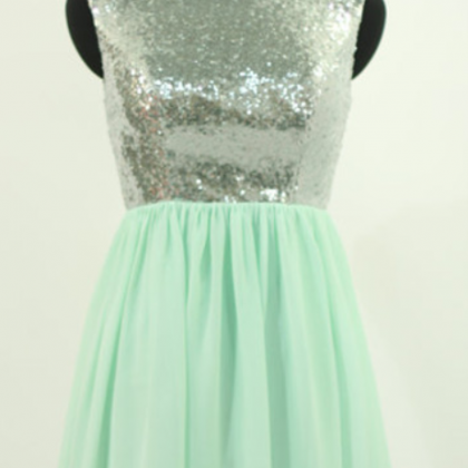 Cocktail Dresses,mint Short Sequin And Chiffon..