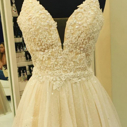 Lace Appliques With Pearls Mini Homecoming..