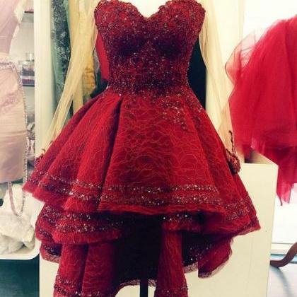 Sweetheart Prom Dress,sequins Prom Dress,red Prom..