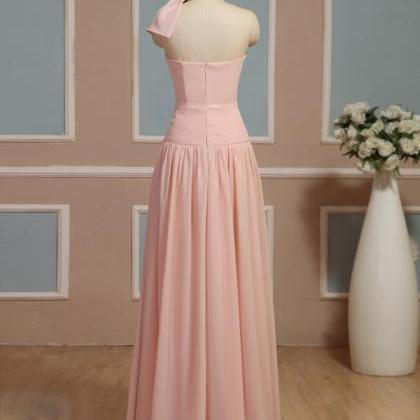 Light Pink Halter Long Formal Dress..
