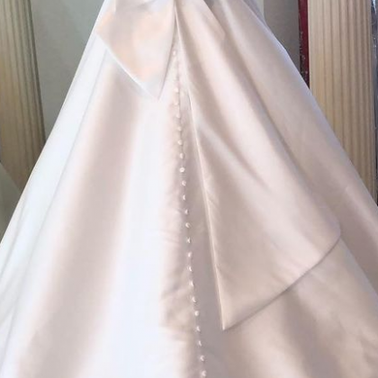 Elegant Prom Dress,open Back White Satin Long..