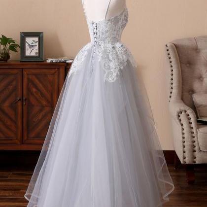 Straps Unique Style Formal Dress, Tulle With Lace..