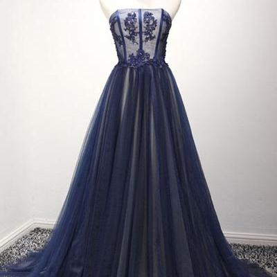 Tulle A-line Formal Prom Dress, Beautiful Long..
