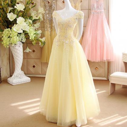 Cap Sleeves Formal Prom Dress, Modest Beautiful..