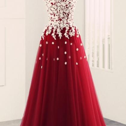 Lace Applique Formal Prom Dress, Modest Beautiful..
