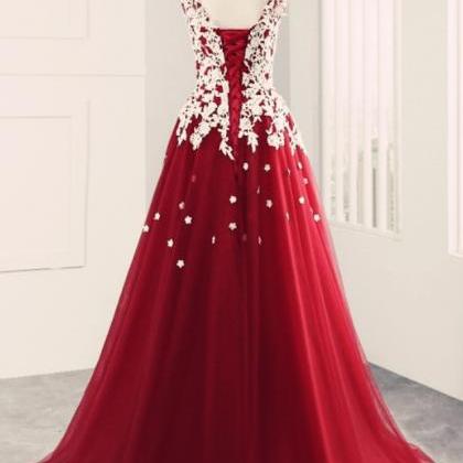 Lace Applique Formal Prom Dress, Modest Beautiful..