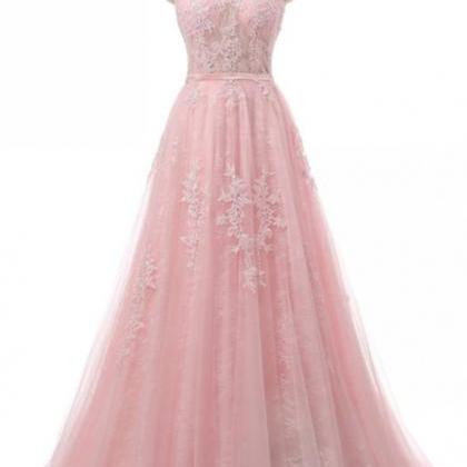 Tulle O Neck Applique Formal Prom Dress, Beautiful..