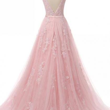 Tulle O Neck Applique Formal Prom Dress, Beautiful..
