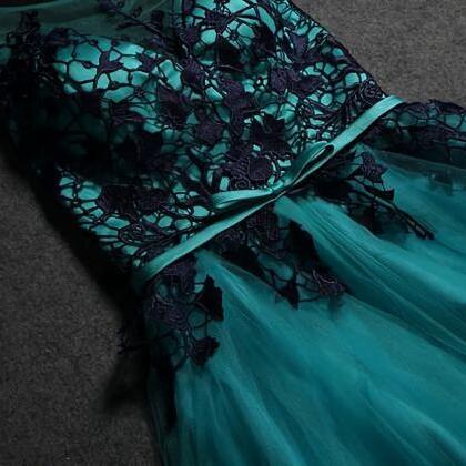 Elegant Sleeveless Tulle Lace Formal Prom Dress,..