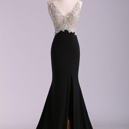 Elegant Sexy V-neck Chiffon Formal Prom Dress,..